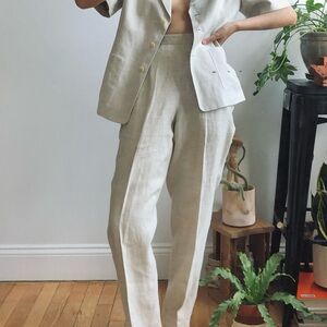 vintage talbots irish linen tousers high waisted linen pants, size 2p